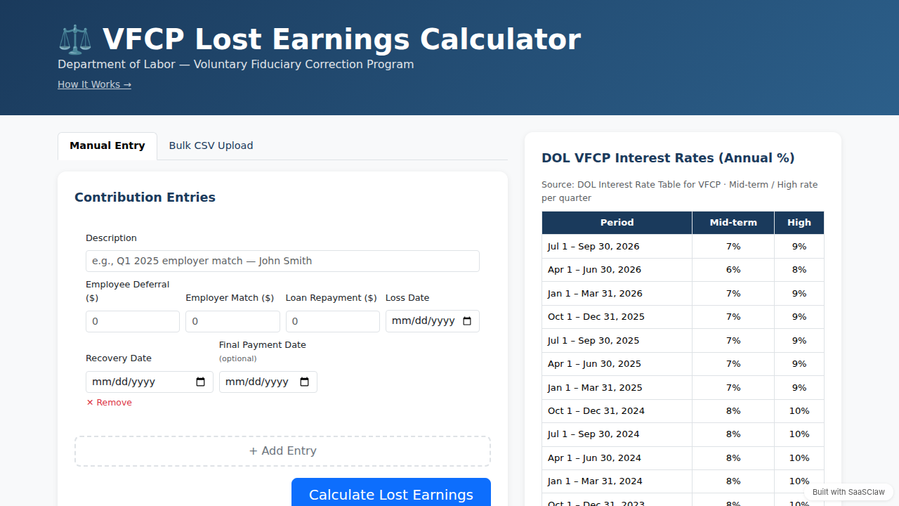 VFCP Calculator
