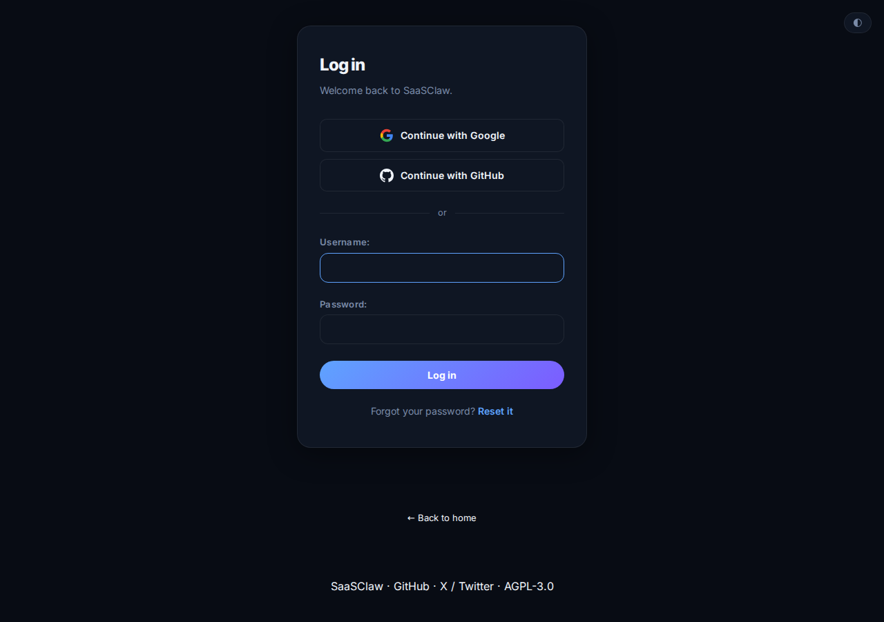SaaSClaw login page